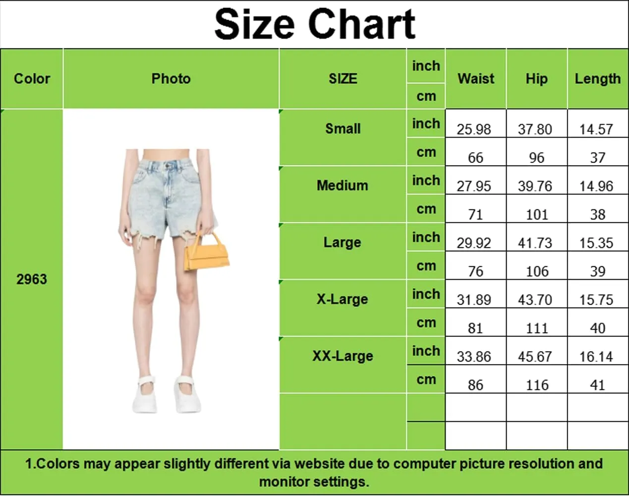 Lachmose Denim Shorts for Women Summer High Waisted Stretchy Frayed Raw Hem Jean Shorts