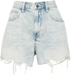 Lachmose Denim Shorts for Women Summer High Waisted Stretchy Frayed Raw Hem Jean Shorts