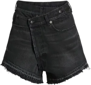Lachmose Denim Shorts for Women Summer High Waisted Stretchy Frayed Raw Hem Jean Shorts