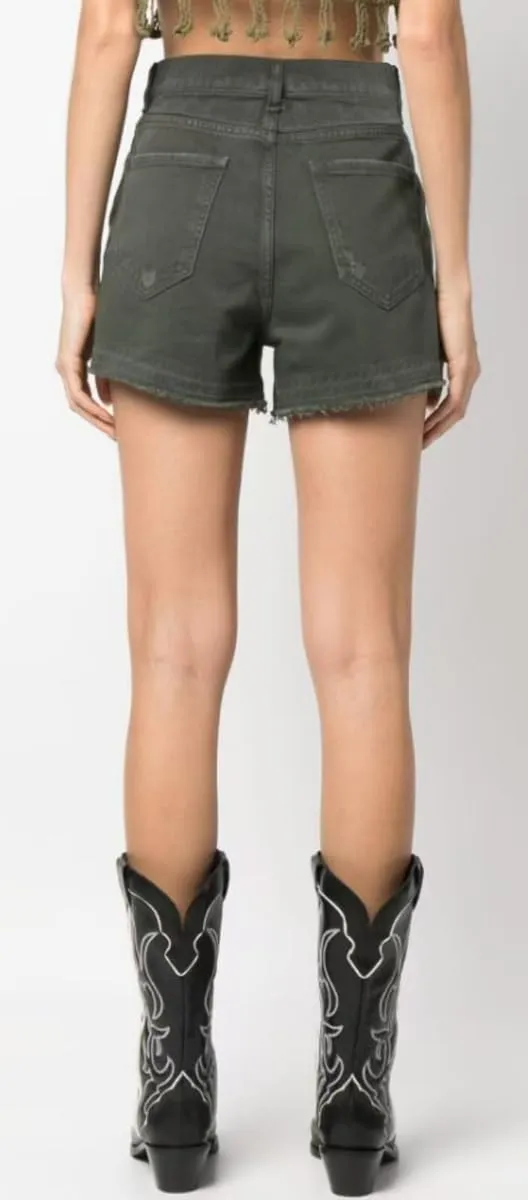 Lachmose Denim Shorts for Women Summer High Waisted Stretchy Frayed Raw Hem Jean Shorts