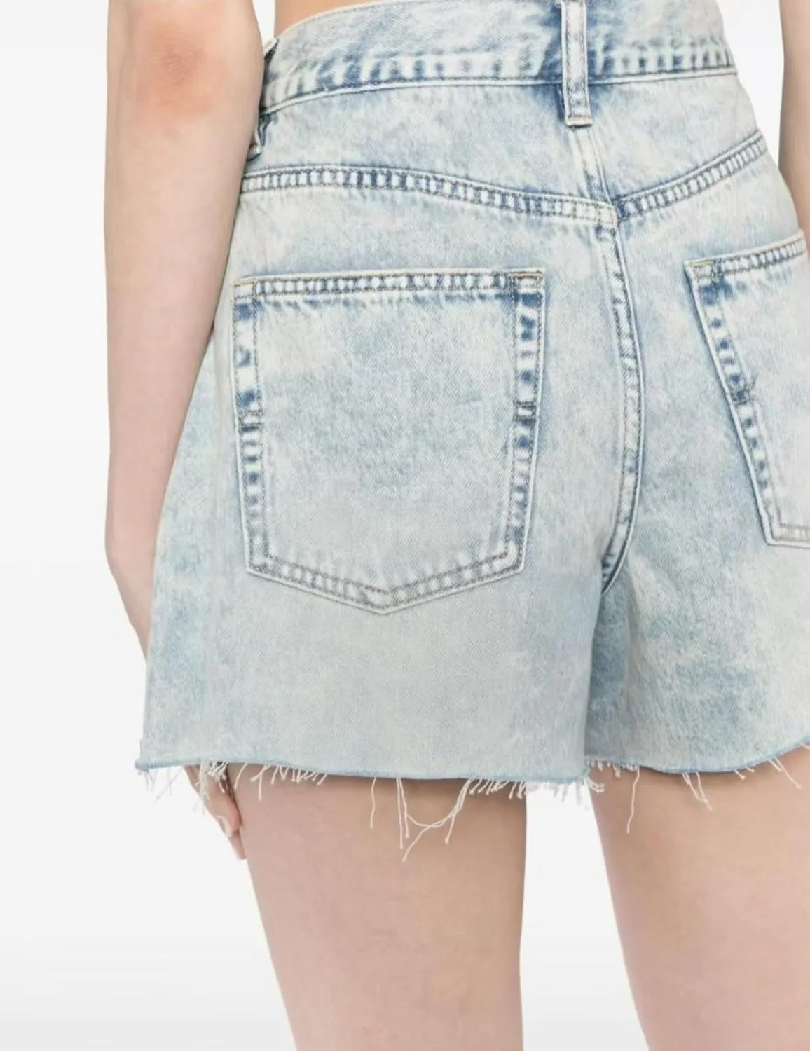 Lachmose Denim Shorts for Women Summer High Waisted Stretchy Frayed Raw Hem Jean Shorts