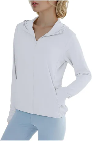 Ladies' Pure Color Sun Protective Fishing Hoodie Jacket | Breathable Ice Silk Chunky Oversized Knit Cardigan