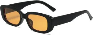 LASPOR Vintage Rectangle Sunglasses for Women Men Fashion Retro Small Square Frame Glasses UV 400 Protection Driving Black