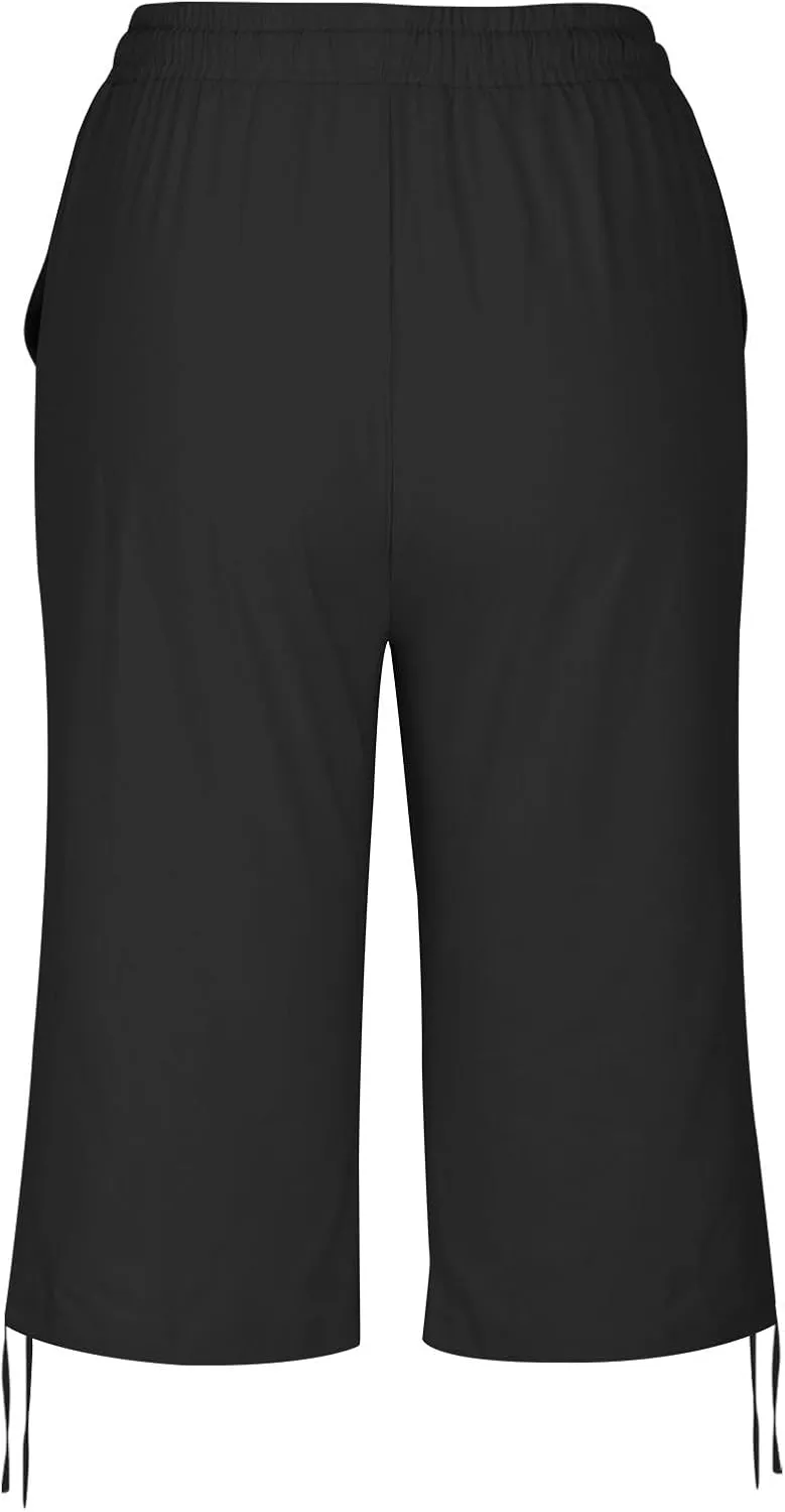 Linen Shorts for Women 2025 Knee Length Summer Shorts Drawstring High Waisted Bermuda Shorts Casual Shorts Pockets