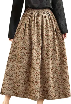 Loose Fit Plus Size Skirts for Ladies Linen Maxi Long Plain Skorts Women 2025