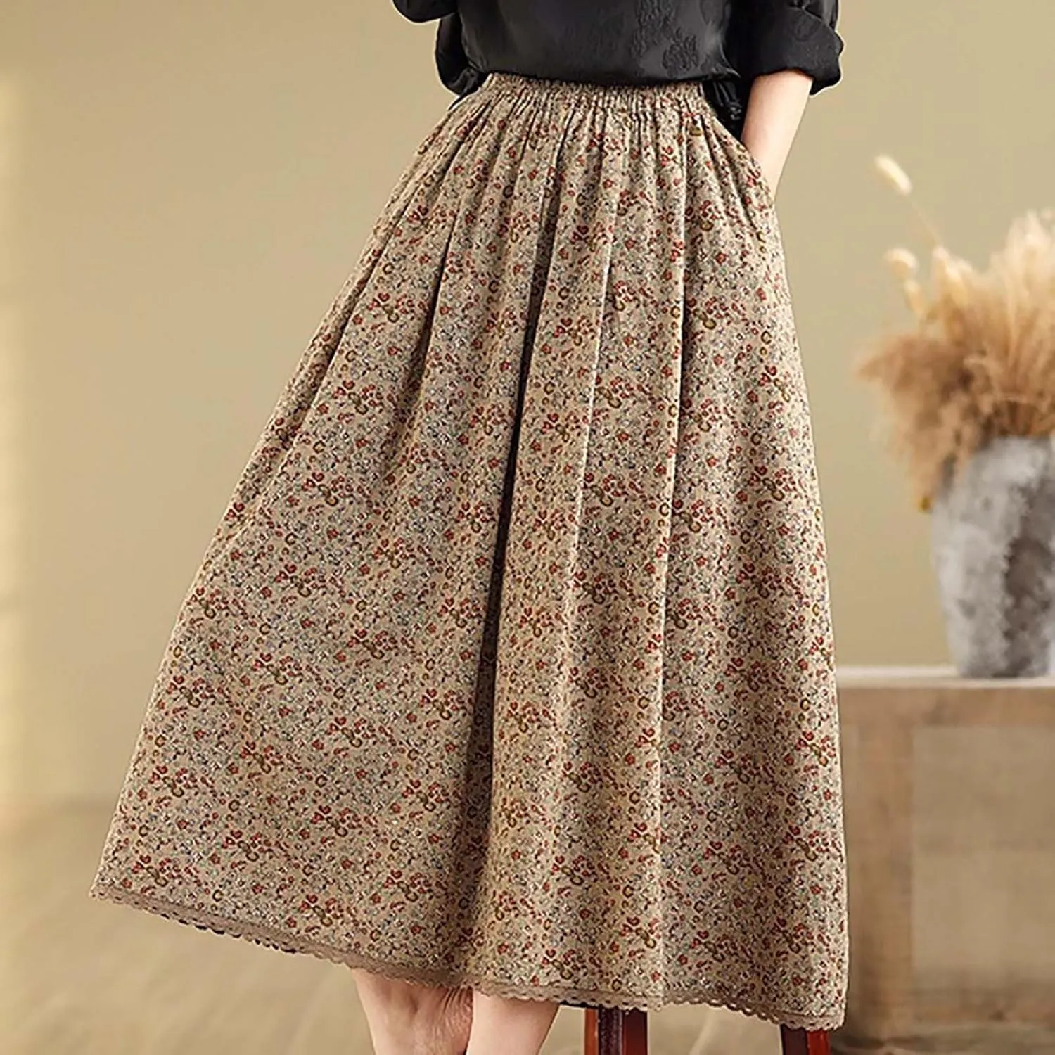 Loose Fit Plus Size Skirts for Ladies Linen Maxi Long Plain Skorts Women 2025