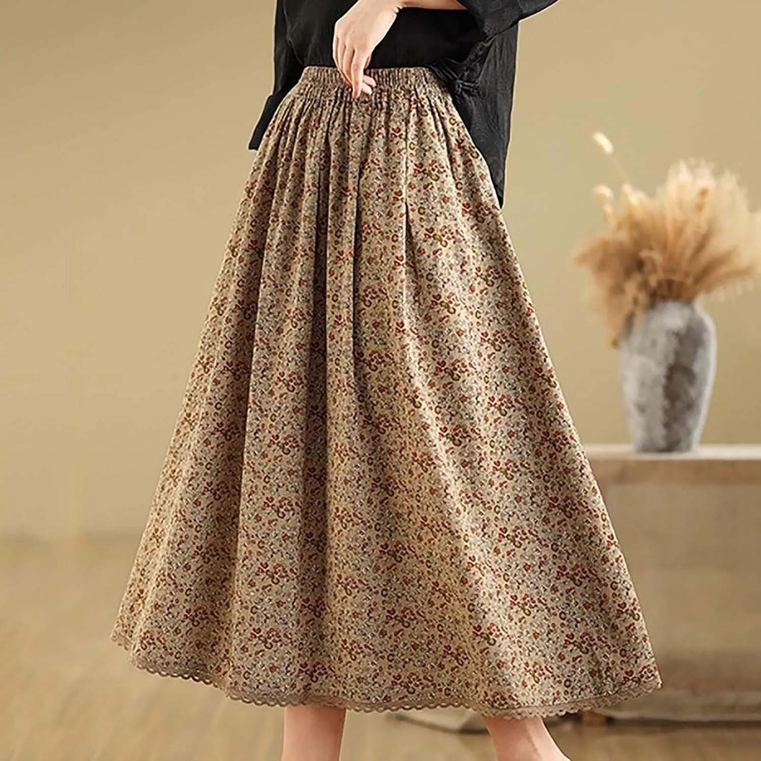 Loose Fit Plus Size Skirts for Ladies Linen Maxi Long Plain Skorts Women 2025
