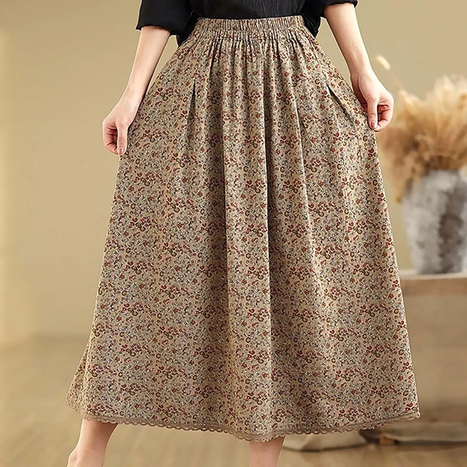 Loose Fit Plus Size Skirts for Ladies Linen Maxi Long Plain Skorts Women 2025