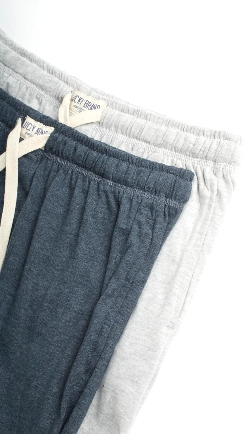 Lucky Brand Mens Pajama Pants – 2 Pack Micro Suede Knit Bottom Joggers for Men with Side Pocket - Mens Lounge Pants (S-XL)
