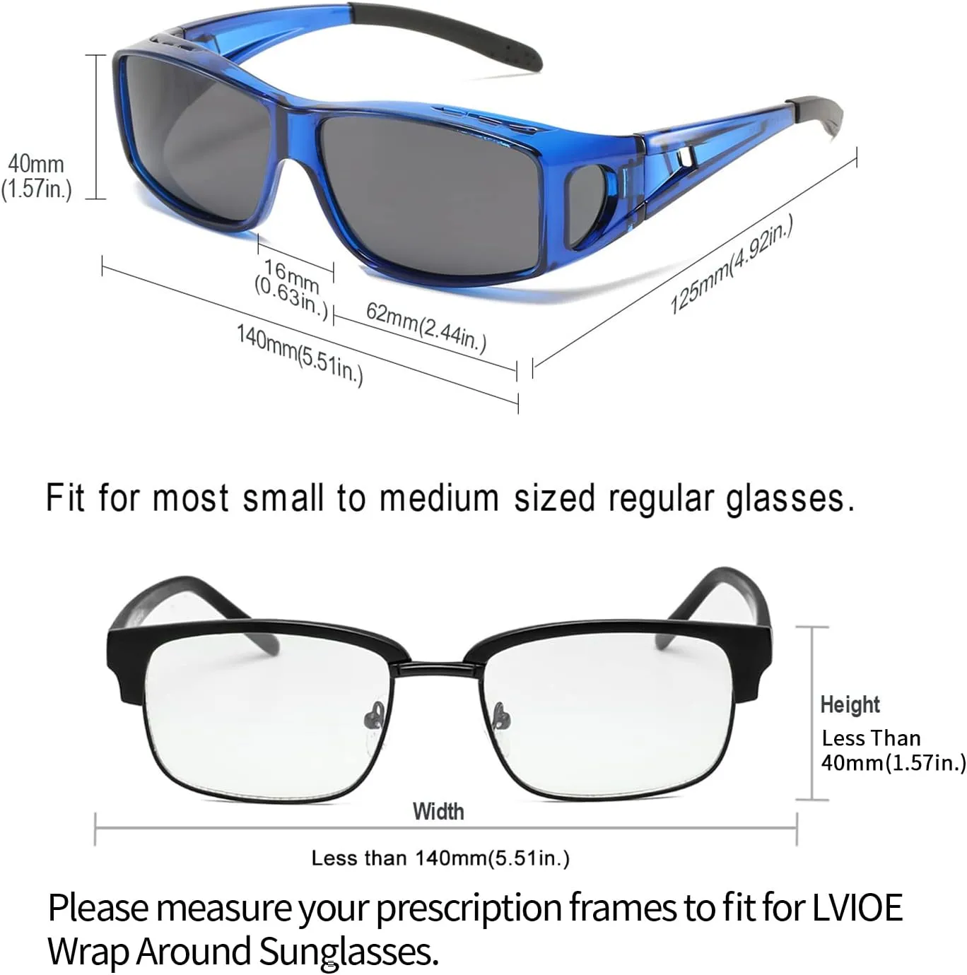 LVIOE Over Glasses Sunglasses Wrap Around Polarized Sunglasses for Men Women Fit Over Prescription Glasses with UV Protection