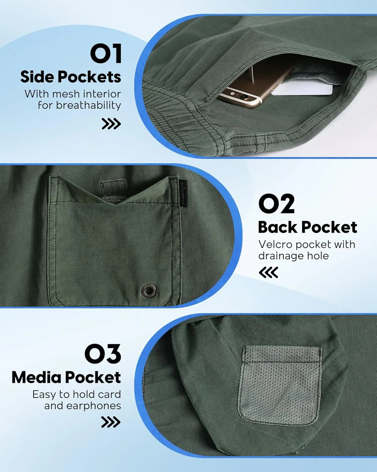 maamgic Men's 5 inch Inseam Shorts Pull-On Relaxed Fit Comfort Stretch Short Shorts with Pocket