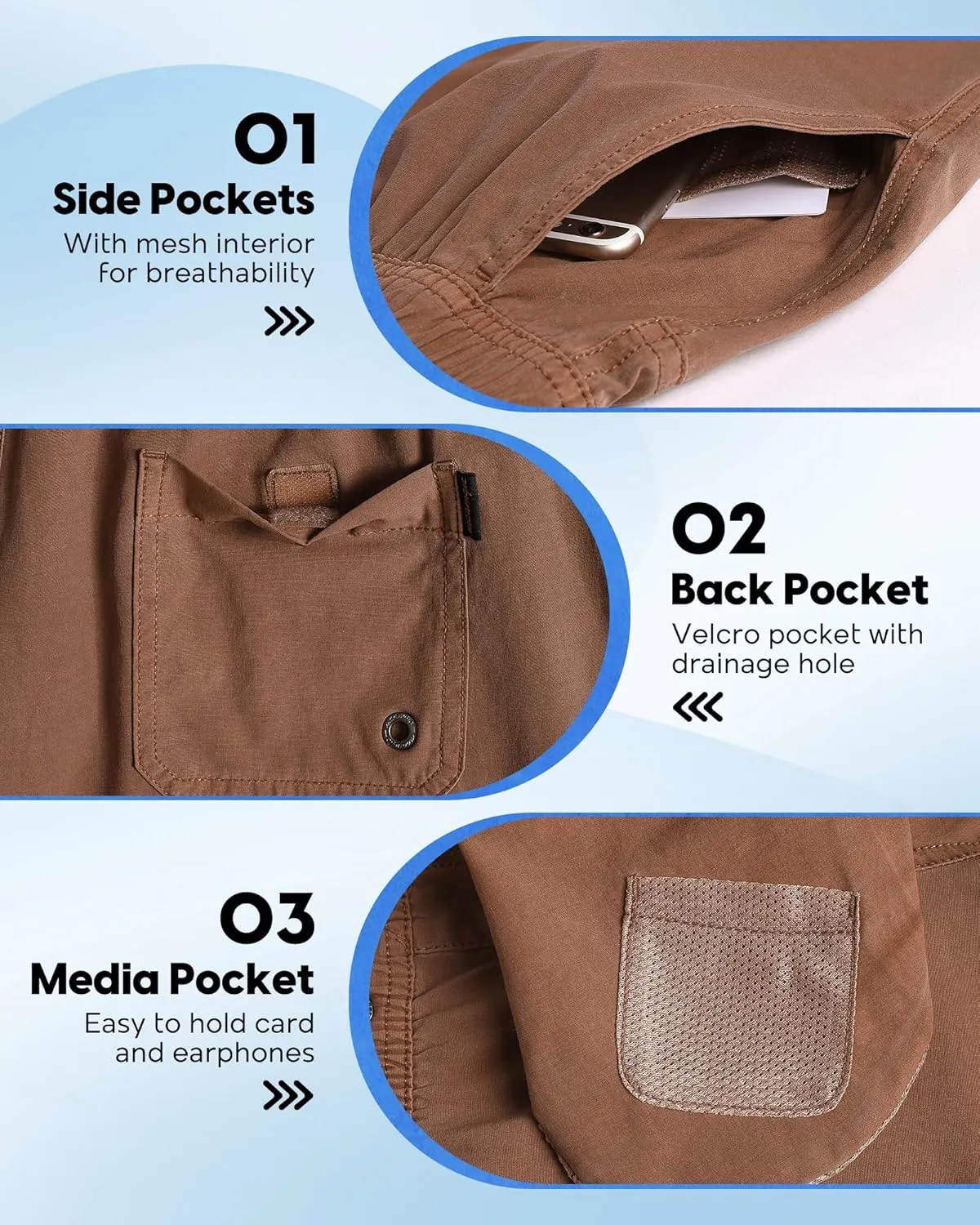 maamgic Men's 5 inch Inseam Shorts Pull-On Relaxed Fit Comfort Stretch Short Shorts with Pocket