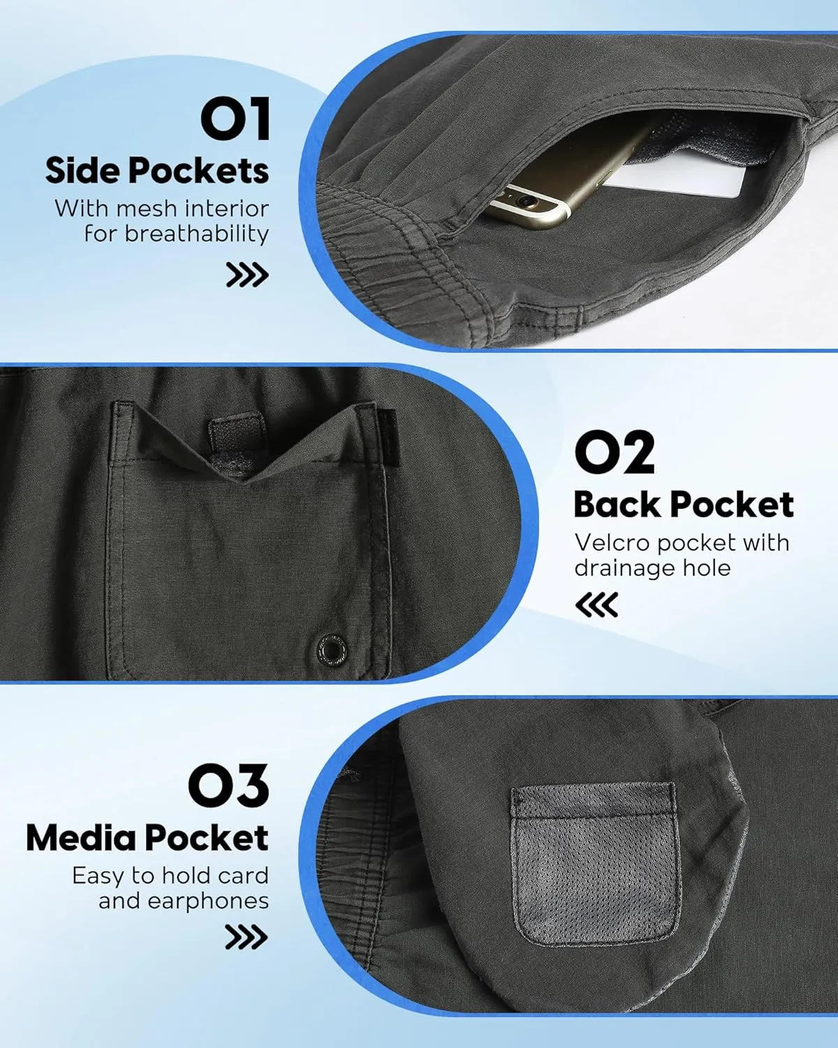 maamgic Men's 5 inch Inseam Shorts Pull-On Relaxed Fit Comfort Stretch Short Shorts with Pocket