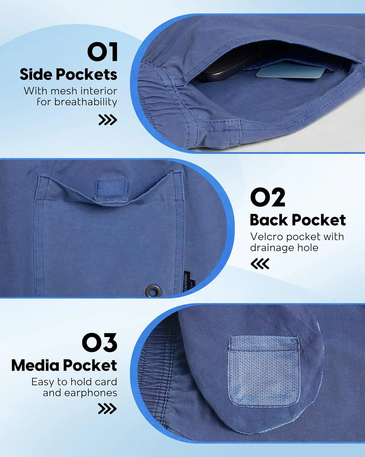 maamgic Men's 5 inch Inseam Shorts Pull-On Relaxed Fit Comfort Stretch Short Shorts with Pocket