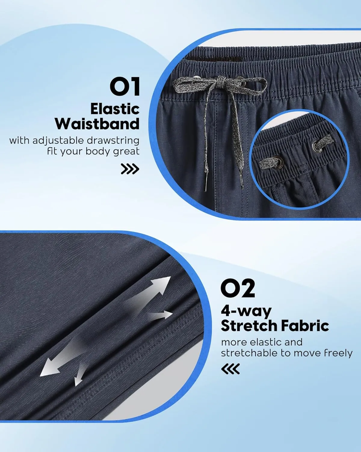 maamgic Men's 5 inch Inseam Shorts Pull-On Relaxed Fit Comfort Stretch Short Shorts with Pocket