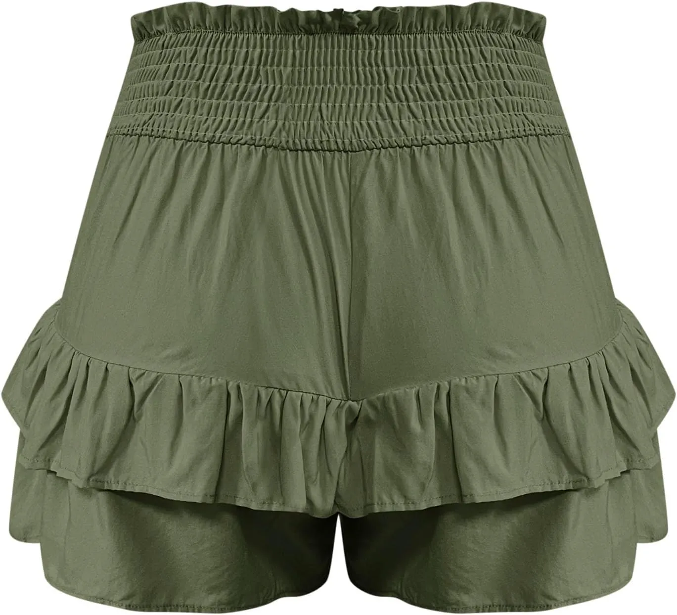 maisdgop Shorts for Women 2024 Summer Pleated Hem Beach Shorts Trendy Ruffle Yoga Shorts Comfy High Waisted Bermuda Shorts