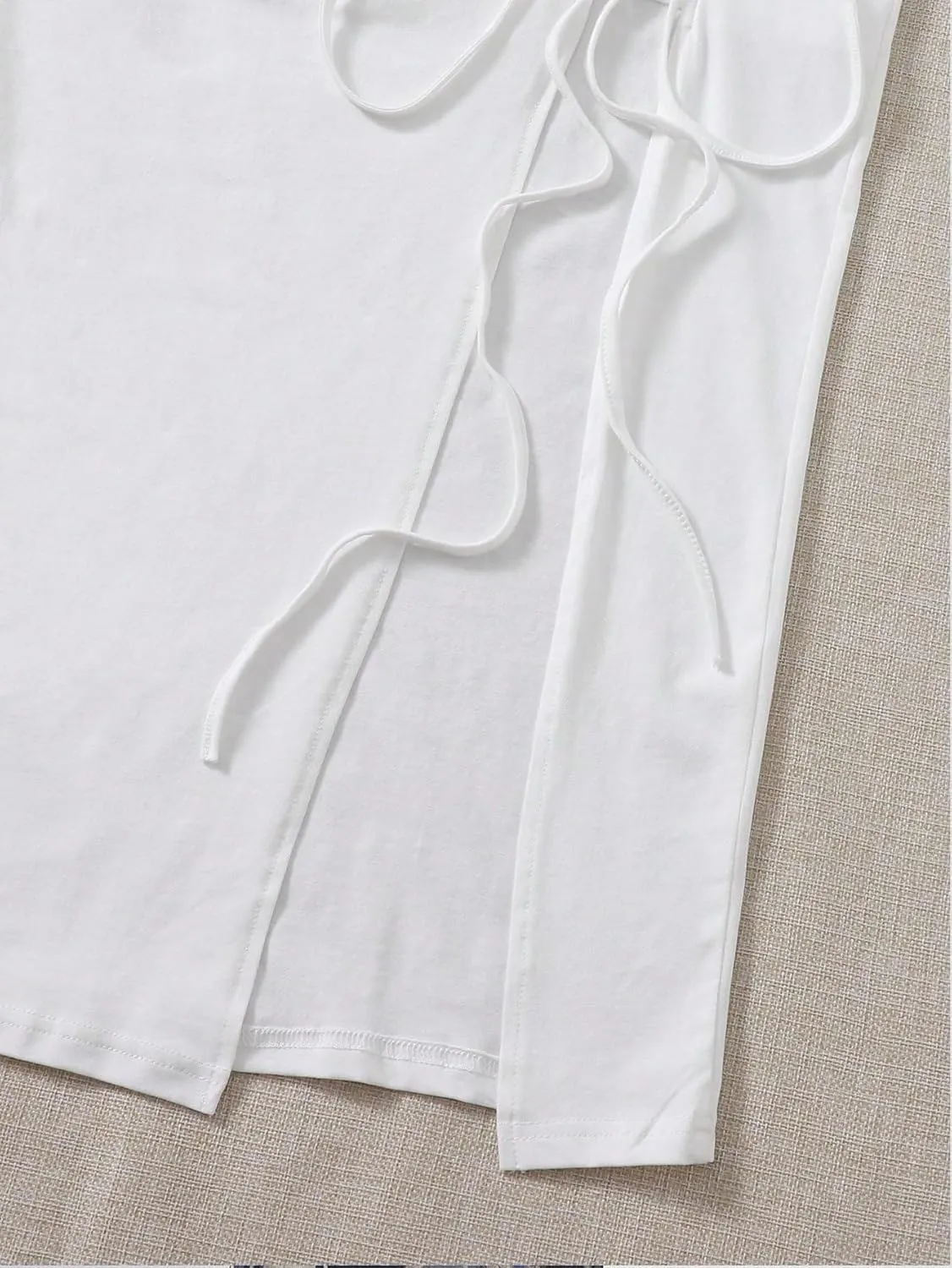 Maxi Skirts for Women Solid Ruched Drawstring Slit Summer Beach Skirt