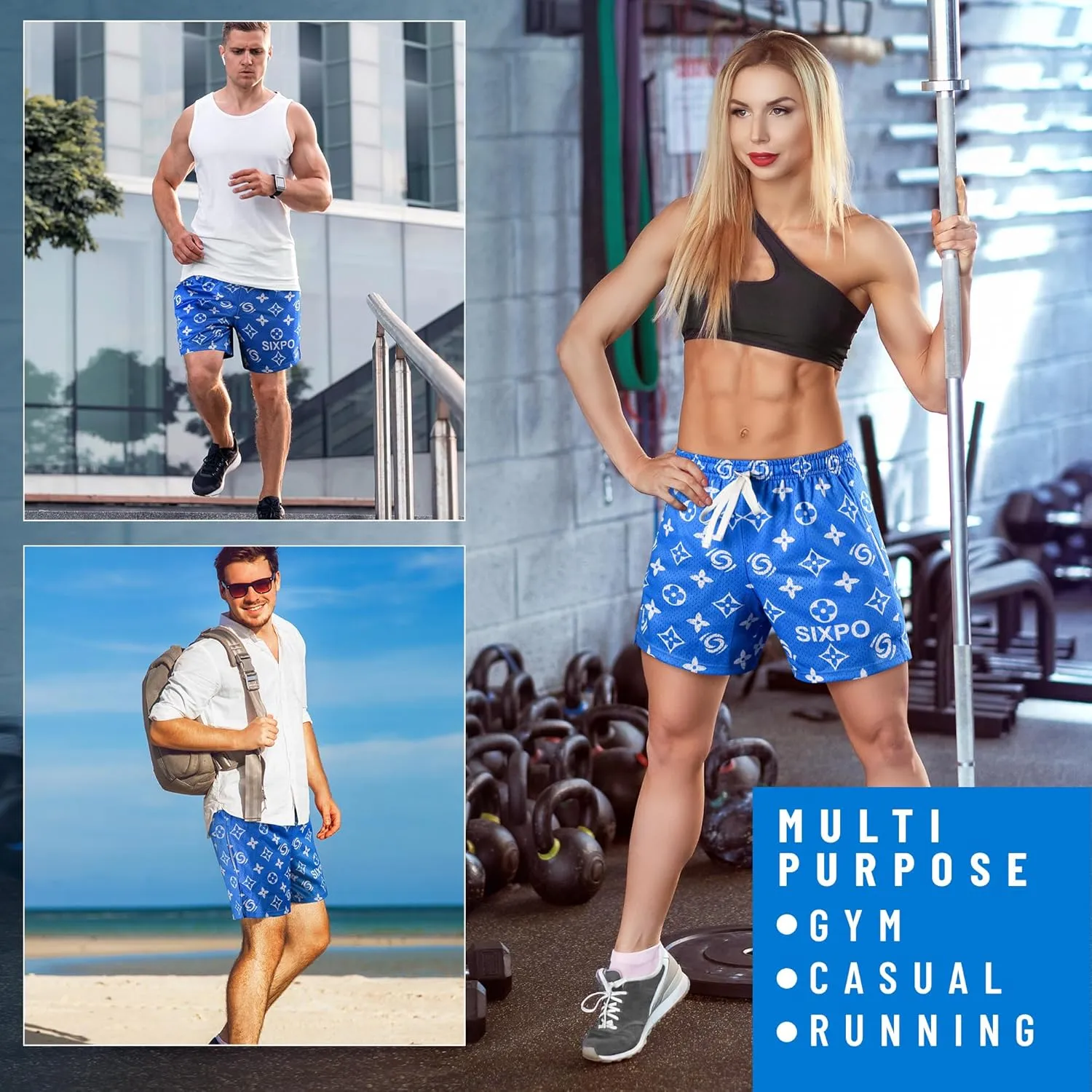 Men's Athletic Shorts - 100% Polyester, Mesh Shorts Quick Dry, Graphic Print Gym Shorts Men, Basketball Shorts for Men