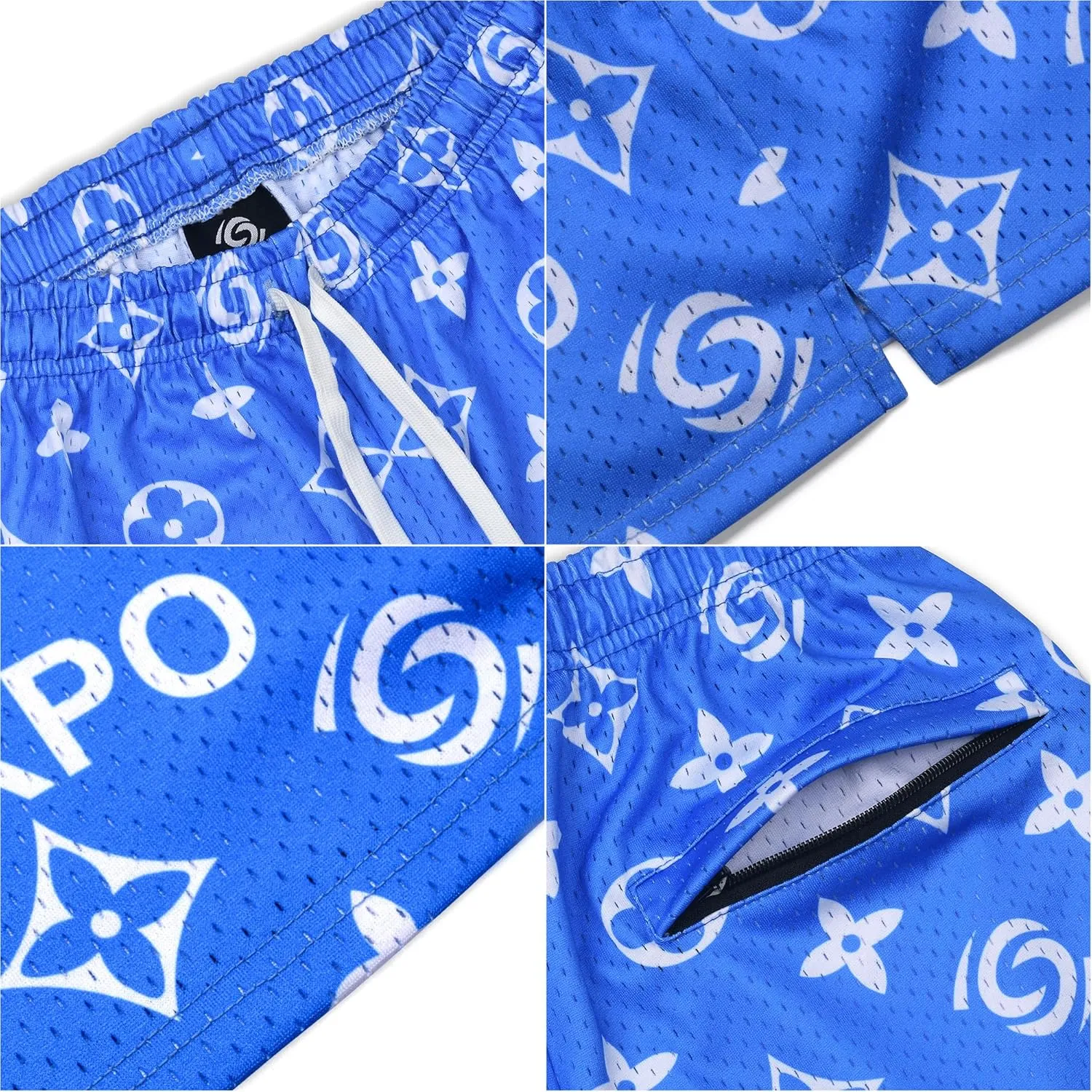 Men's Athletic Shorts - 100% Polyester, Mesh Shorts Quick Dry, Graphic Print Gym Shorts Men, Basketball Shorts for Men