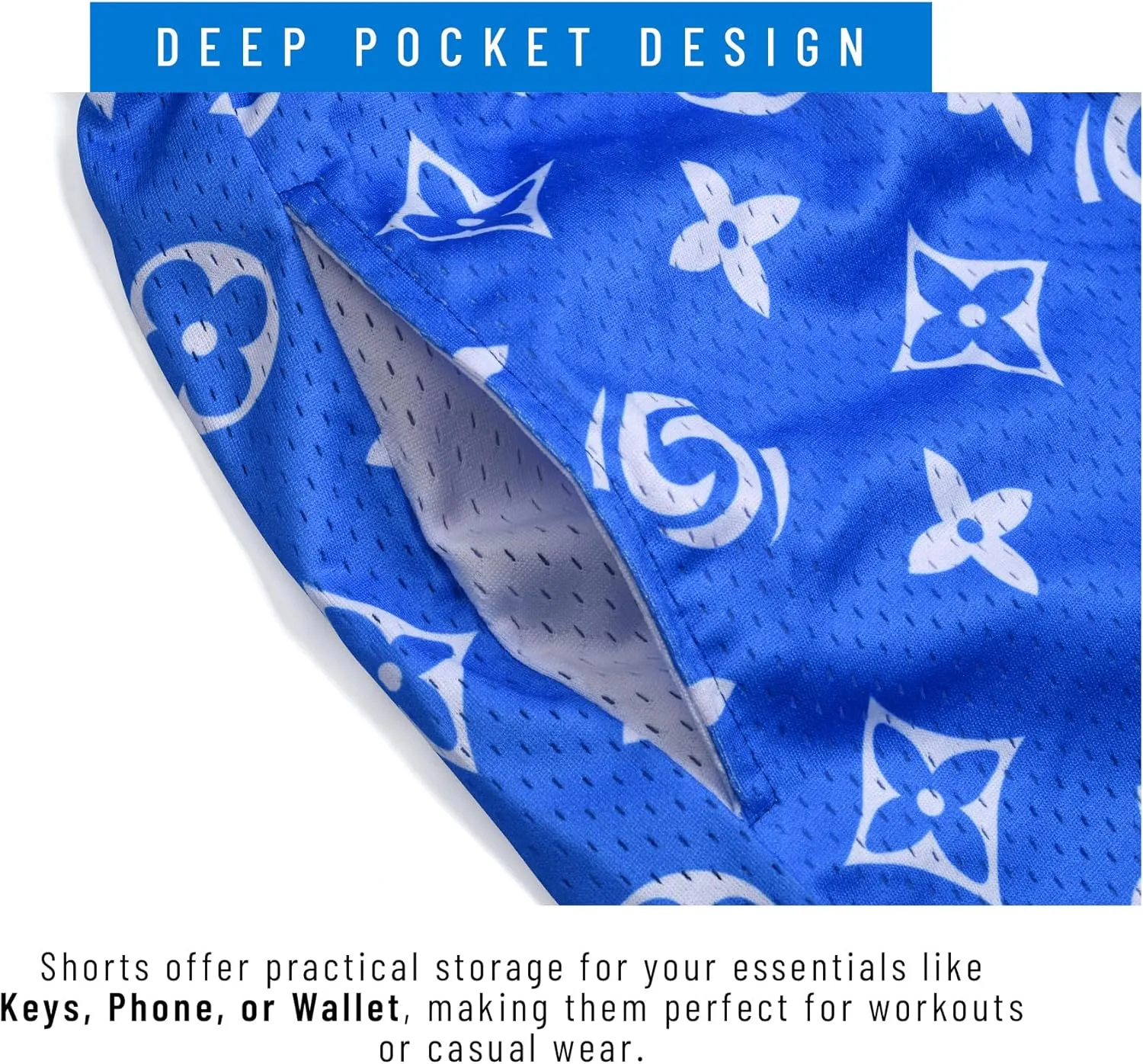 Men's Athletic Shorts - 100% Polyester, Mesh Shorts Quick Dry, Graphic Print Gym Shorts Men, Basketball Shorts for Men