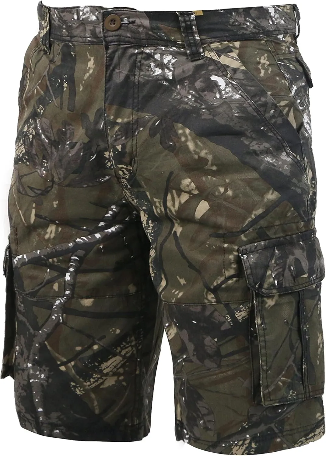 Men's Camo Cargo Relaxed Fit Outdoor Hiking Twill Multi Pockets Shorts