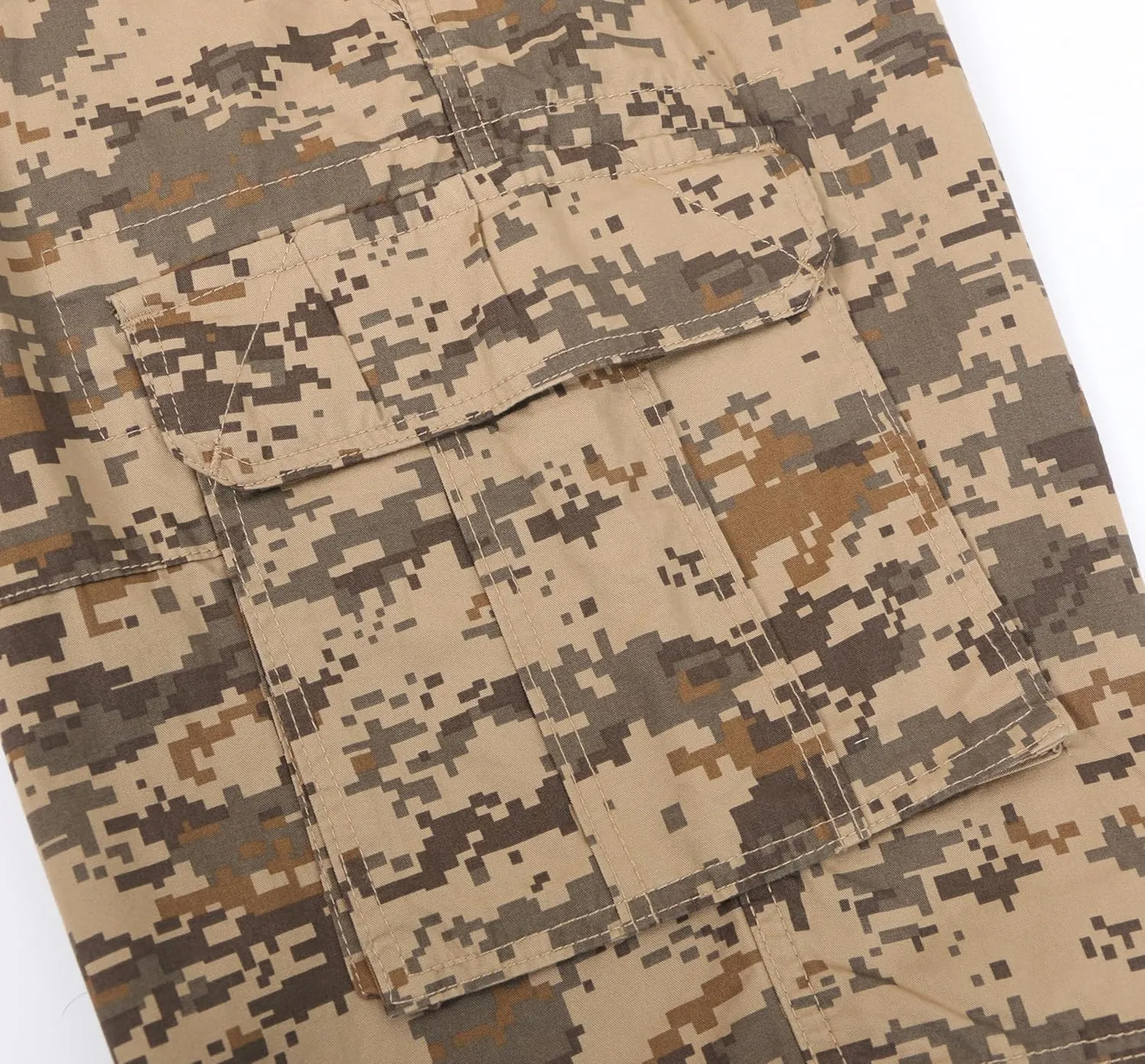 Men's Camo Cargo Relaxed Fit Outdoor Hiking Twill Multi Pockets Shorts