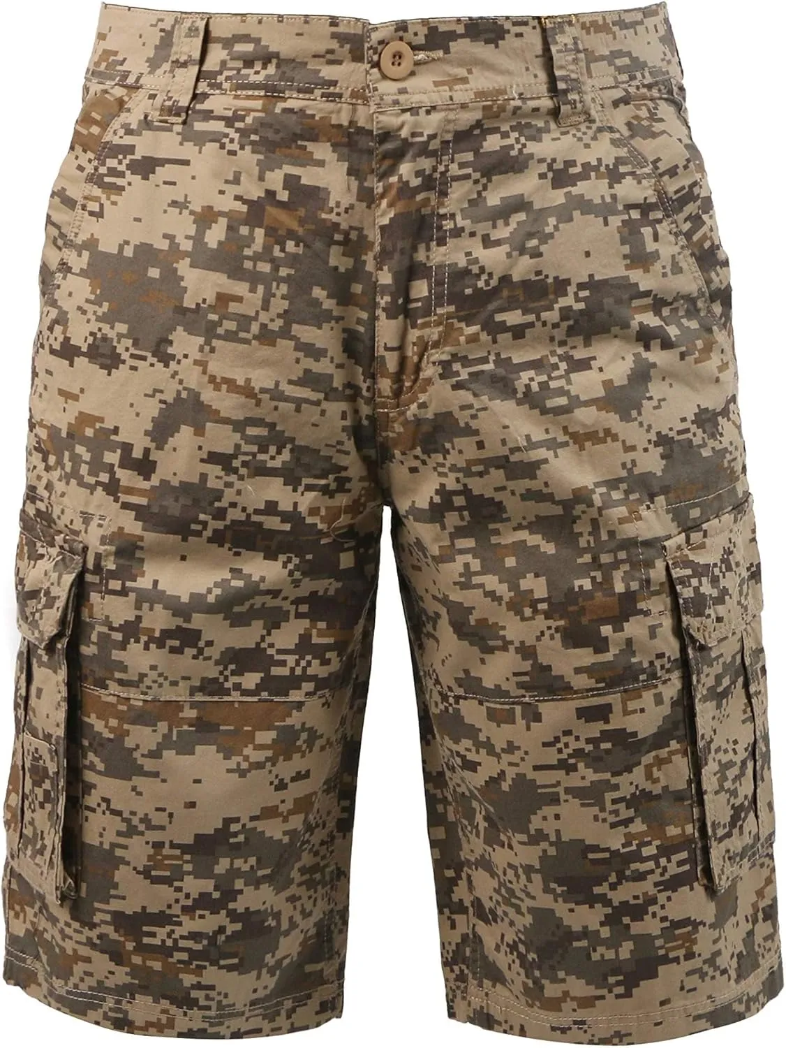 Men's Camo Cargo Relaxed Fit Outdoor Hiking Twill Multi Pockets Shorts