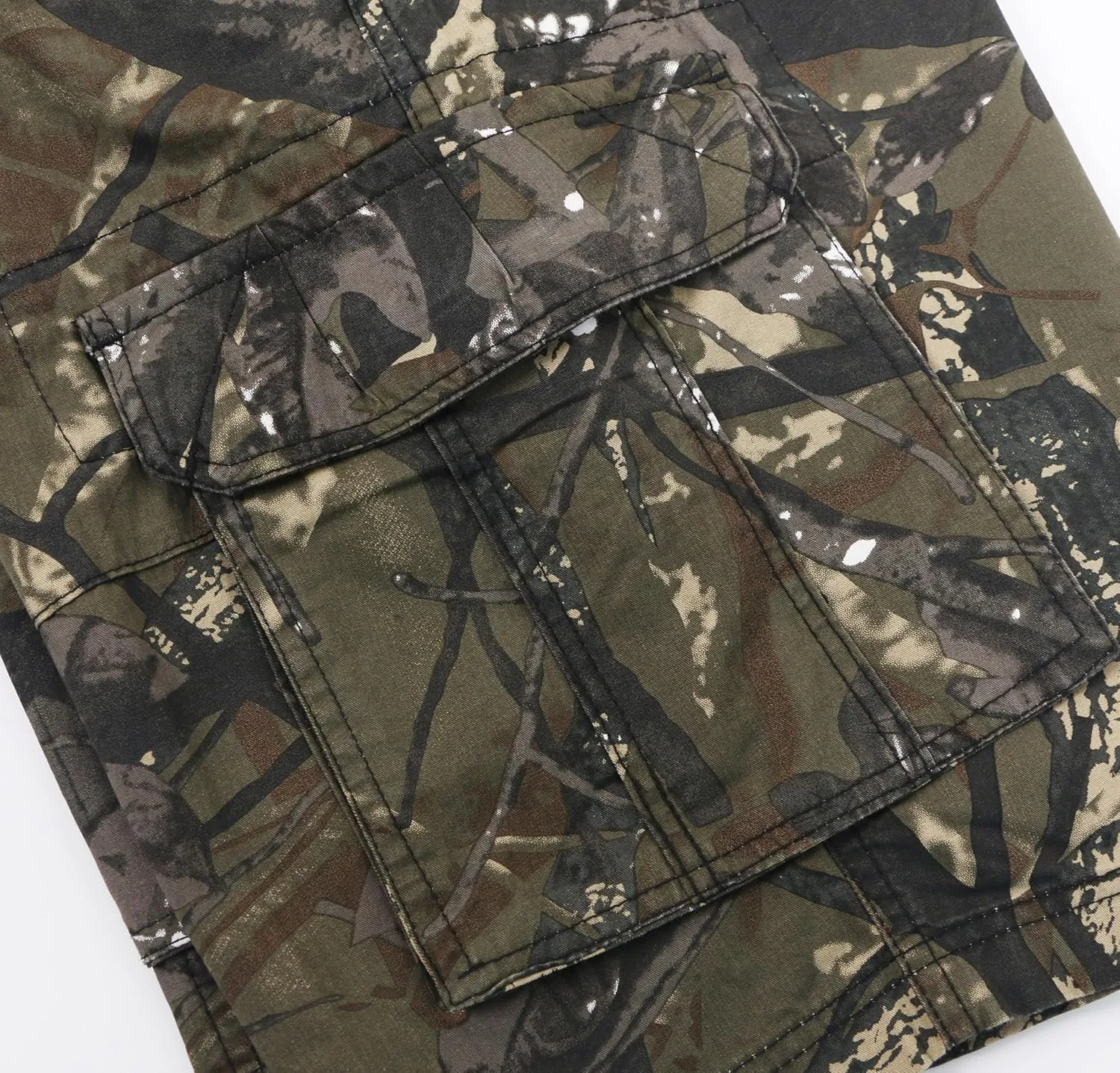 Men's Camo Cargo Relaxed Fit Outdoor Hiking Twill Multi Pockets Shorts