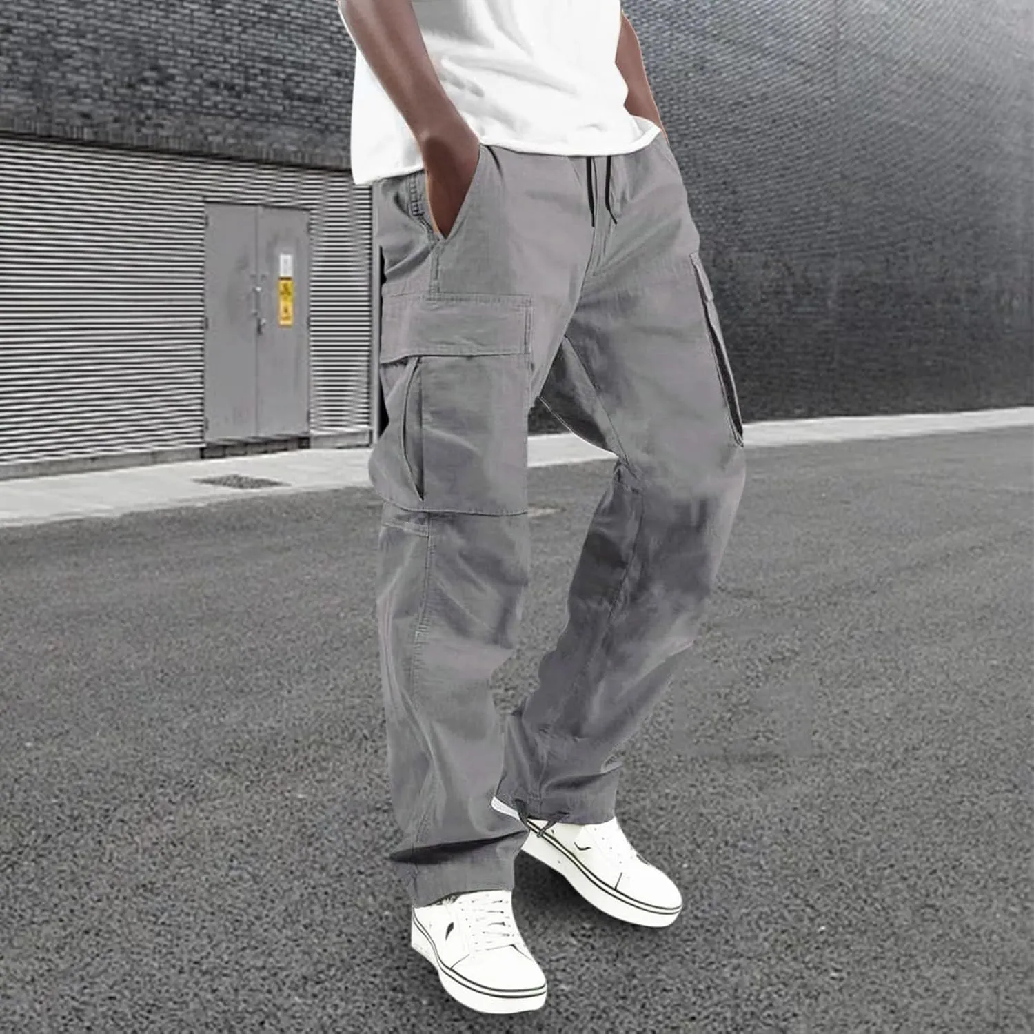 Mens Cargo Pants Baggy Outdoor Waterproof Hiking Work Pants Stretch Multi Pockets Lightweight Classic Tactical Pants