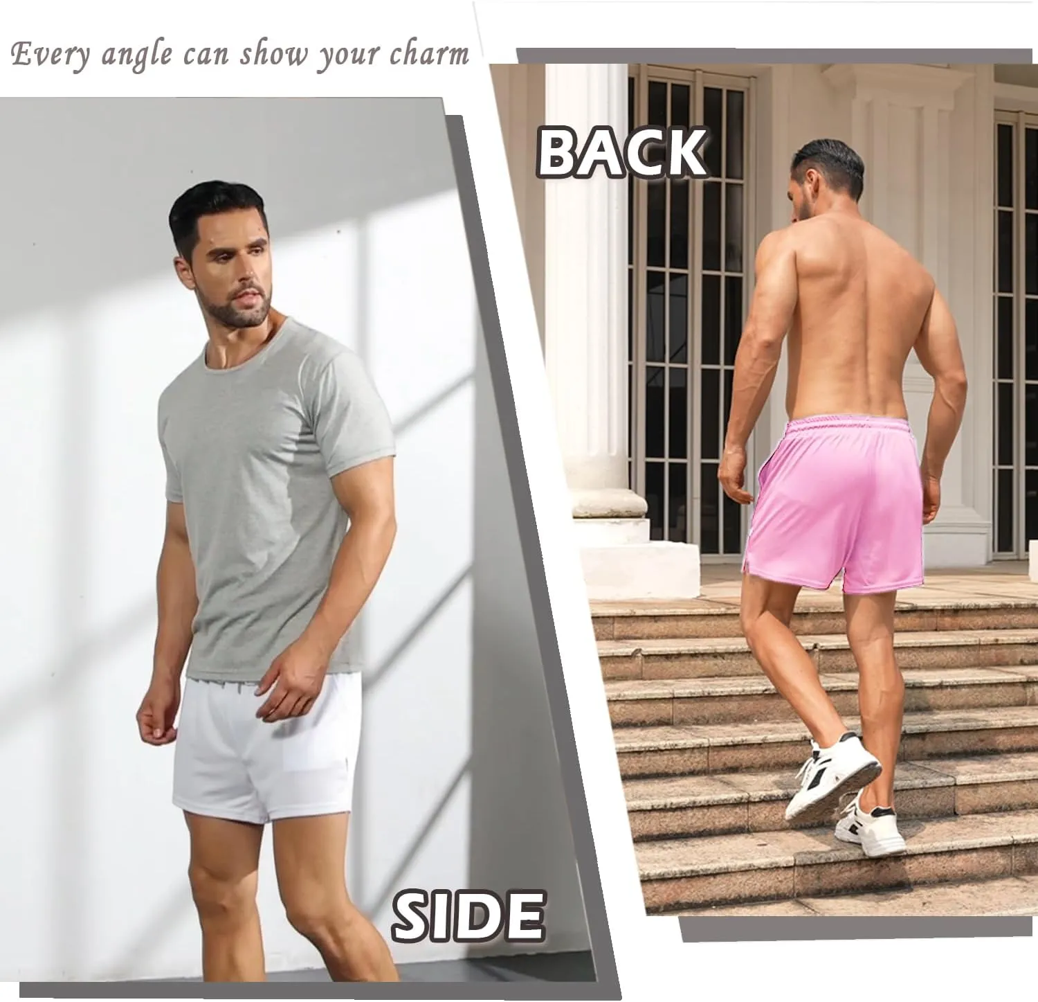 Men's Mesh Running Shorts 5 Inch Shorts Mens Workout Shorts 5 Inch Gym Shorts Men with Pockets