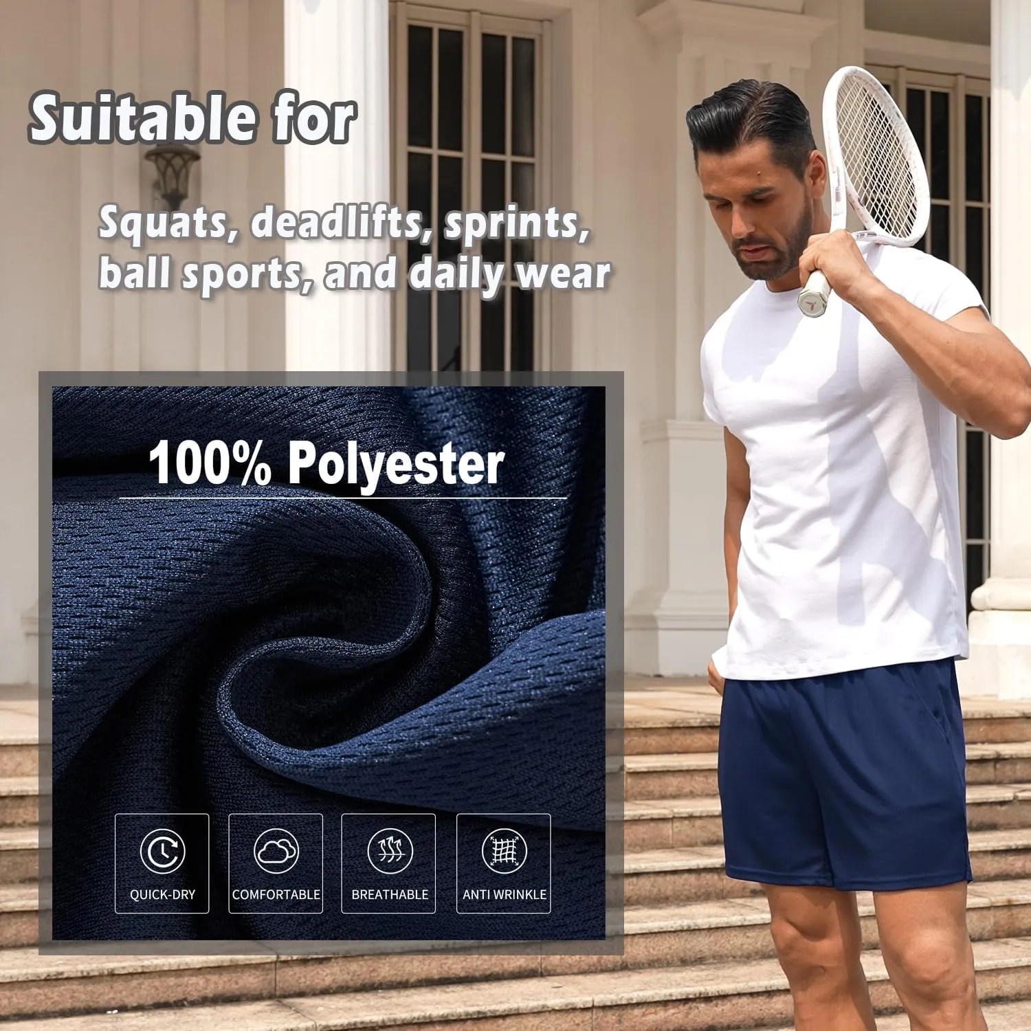 Men's Mesh Running Shorts 5 Inch Shorts Mens Workout Shorts 5 Inch Gym Shorts Men with Pockets