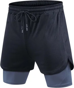 Mens Quick Dry Shorts 2 in 1 Running Shorts Workout Gym Athletic Shorts Men Moisture Wicking Lightweight Training Shorts