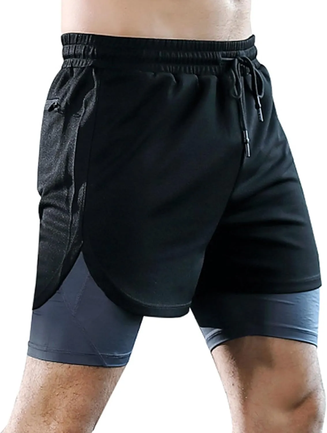 Mens Quick Dry Shorts 2 in 1 Running Shorts Workout Gym Athletic Shorts Men Moisture Wicking Lightweight Training Shorts