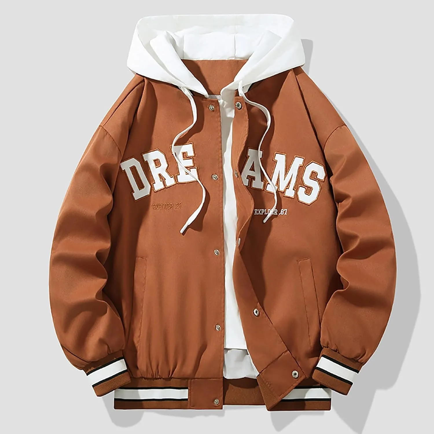 Men's Spring And Autumn Casual Hooded Jacket Street Trend Baseball Clothing Embroidered Top Jacket Mens Jackets