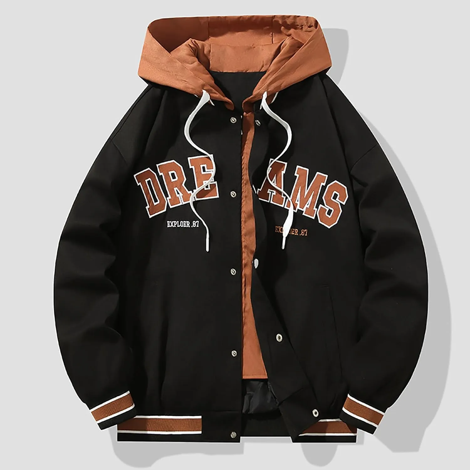 Men's Spring And Autumn Casual Hooded Jacket Street Trend Baseball Clothing Embroidered Top Jacket Mens Jackets