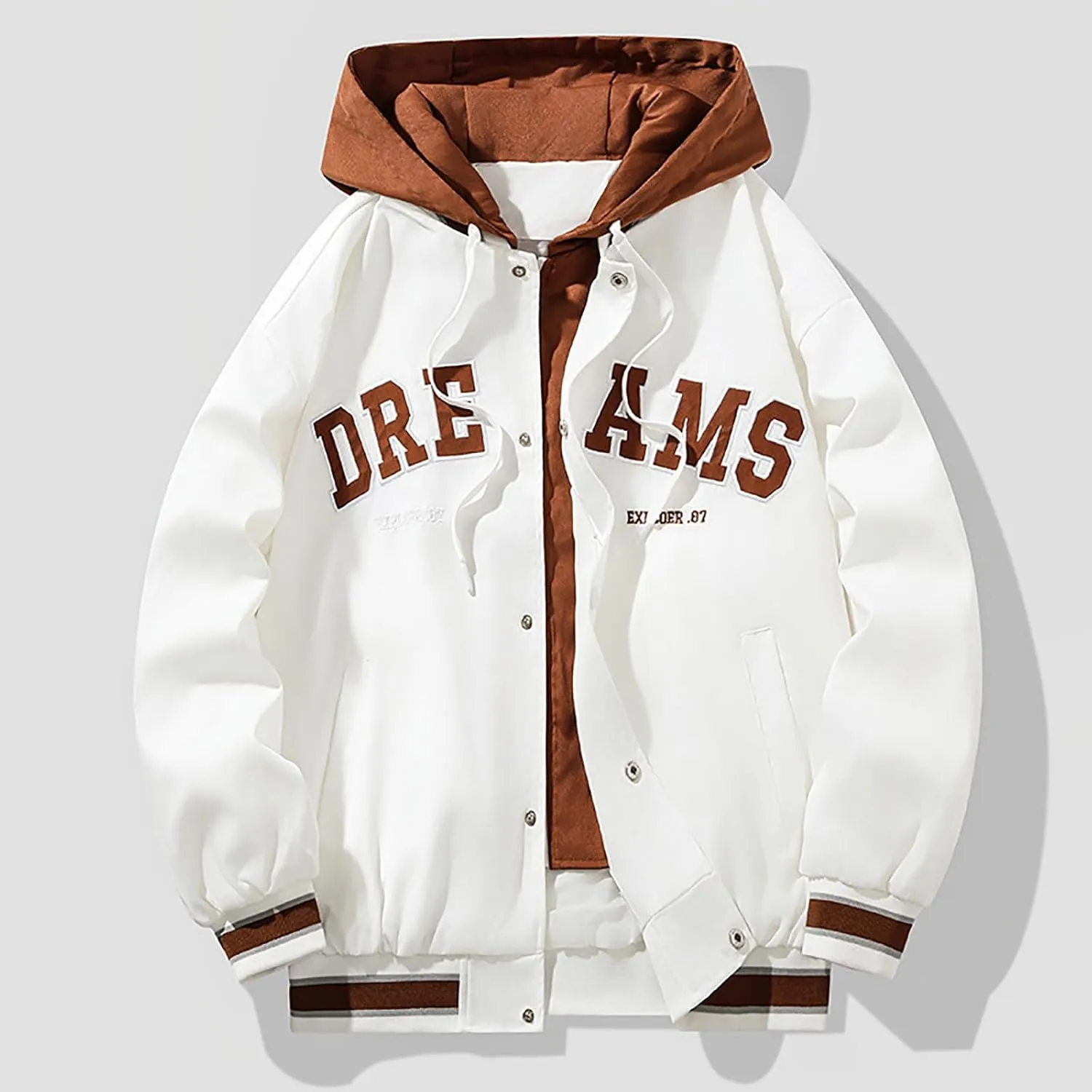 Men's Spring And Autumn Casual Hooded Jacket Street Trend Baseball Clothing Embroidered Top Jacket Mens Jackets