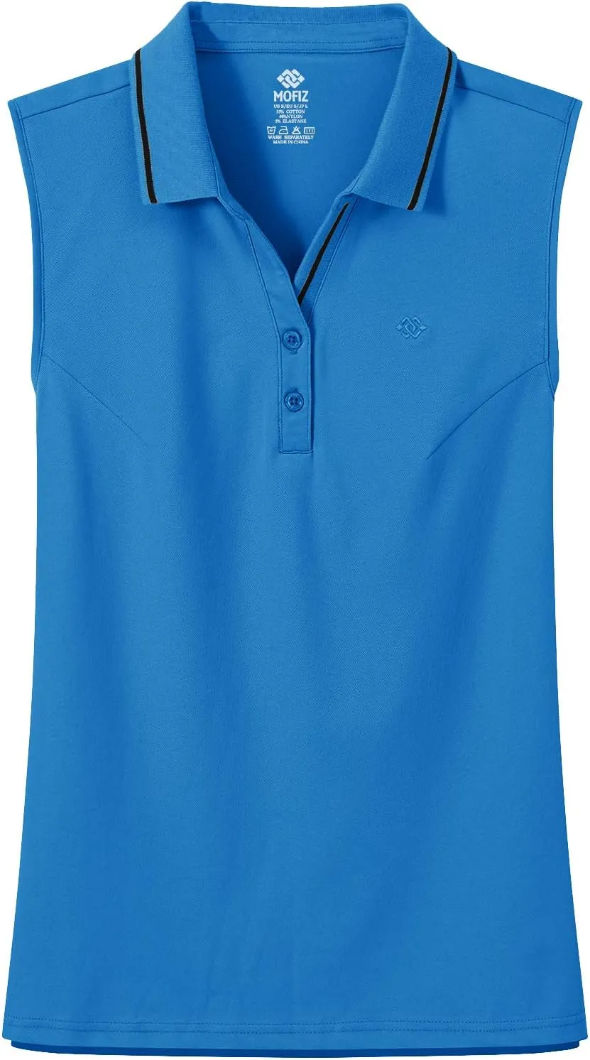 MoFiz Womens Golf Polo Shirts V Neck Athletic Tops Short Sleeve Activewear T-Shirts