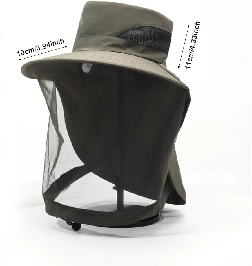 Mosquito Outdoor Sun Fishing Hat with Net Mesh for Hiking Gardening for Men Women