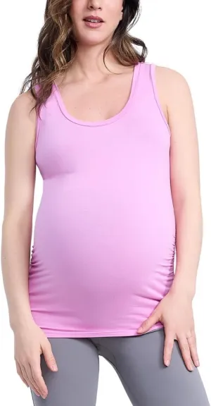 Motherhood Maternity Women's Side Ruched Scoop Neck Pregnancy Tank Top