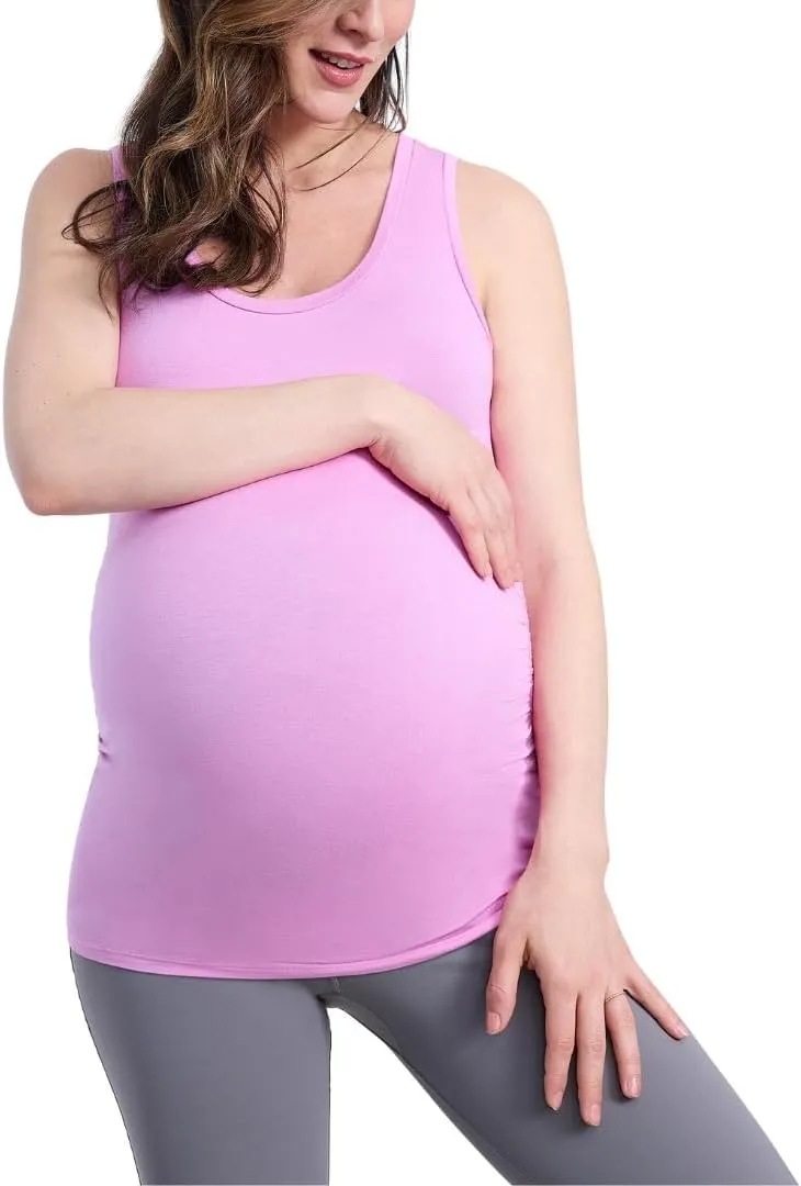 Motherhood Maternity Women's Side Ruched Scoop Neck Pregnancy Tank Top