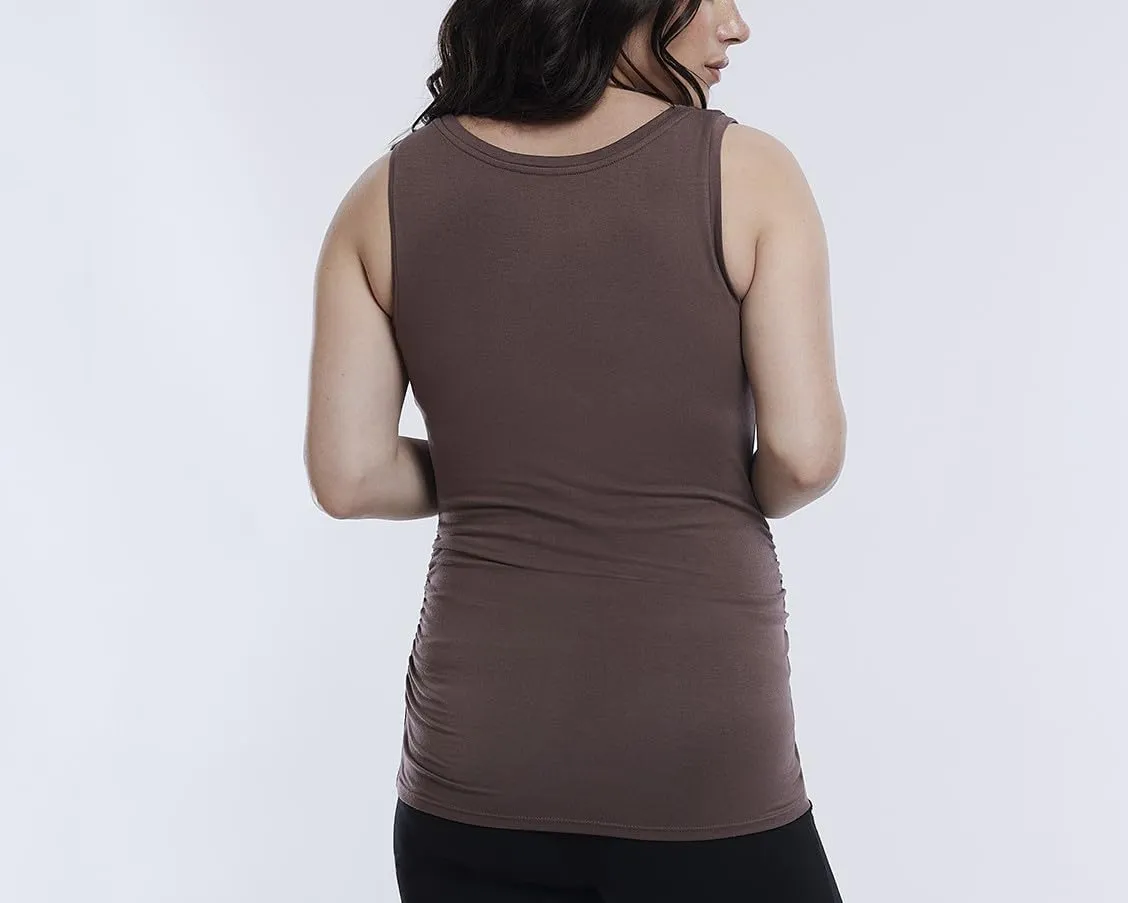 Motherhood Maternity Women's Sleeveless Scoop Neck Side Ruched Pregnancy Tank Top-3 Pack