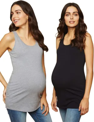Motherhood Maternity Women's Sleeveless Scoop Neck Side Ruched Tank Top 2 & 3 Packs