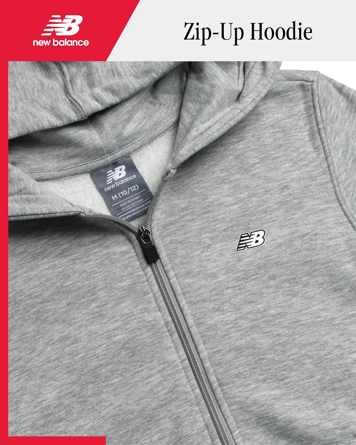 New Balance Boys' Active Sweatshirt - Zip-Up Fleece Hoodie - Performance Activewear for Boys (8-20)