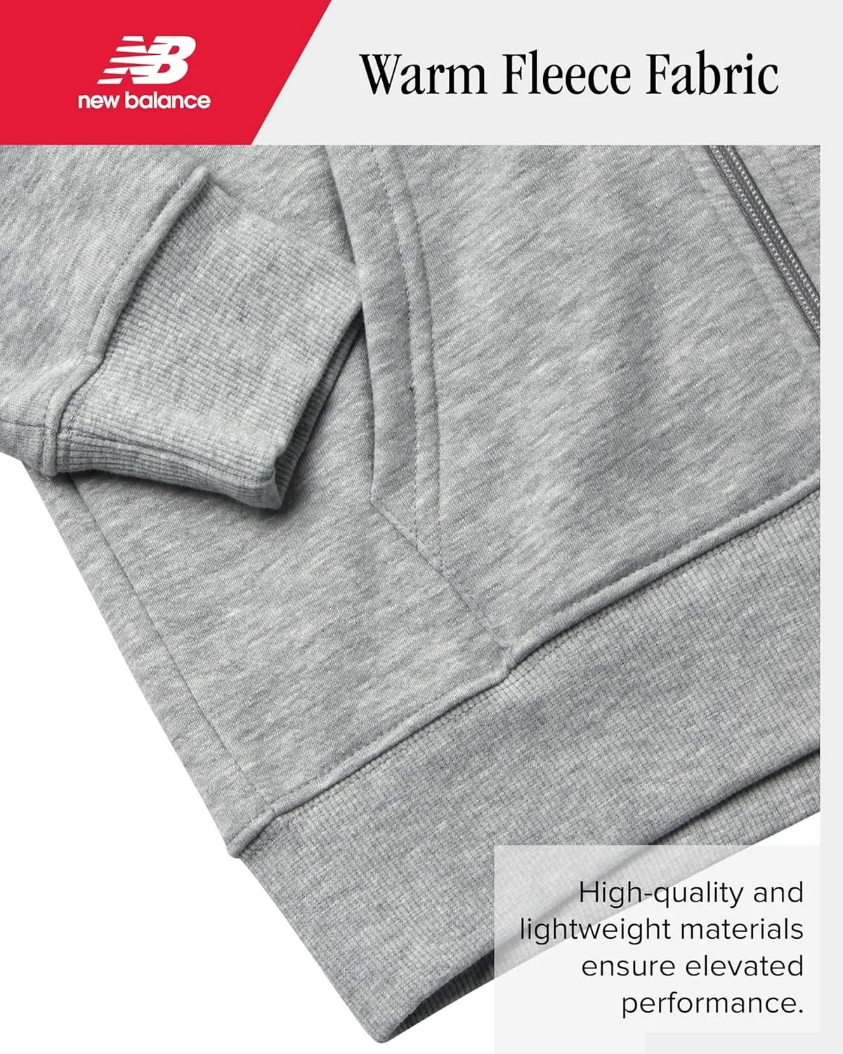 New Balance Boys' Active Sweatshirt - Zip-Up Fleece Hoodie - Performance Activewear for Boys (8-20)