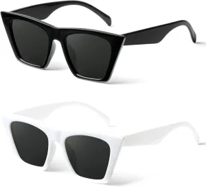 NSSIW Square Cat Eye Sunglasses for Women, Vintage Polarized Sun Glasses for Women with Big Frame and UV400 Protection