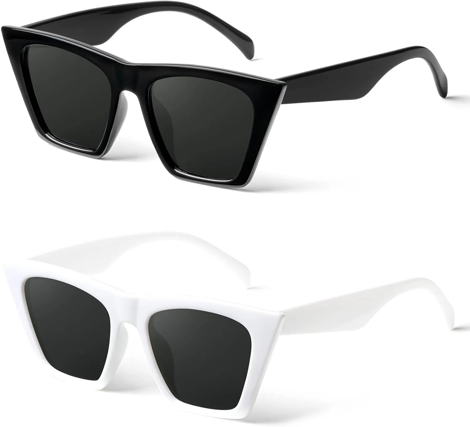 NSSIW Square Cat Eye Sunglasses for Women, Vintage Polarized Sun Glasses for Women with Big Frame and UV400 Protection