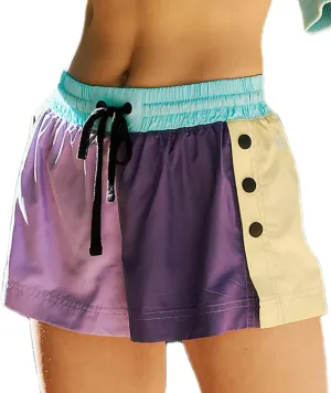 NUFIWI Women Colorblock Shorts Casual Elastic Waist Drawstring Running Shorts Patchwork Athletic Workout Sweat Shorts