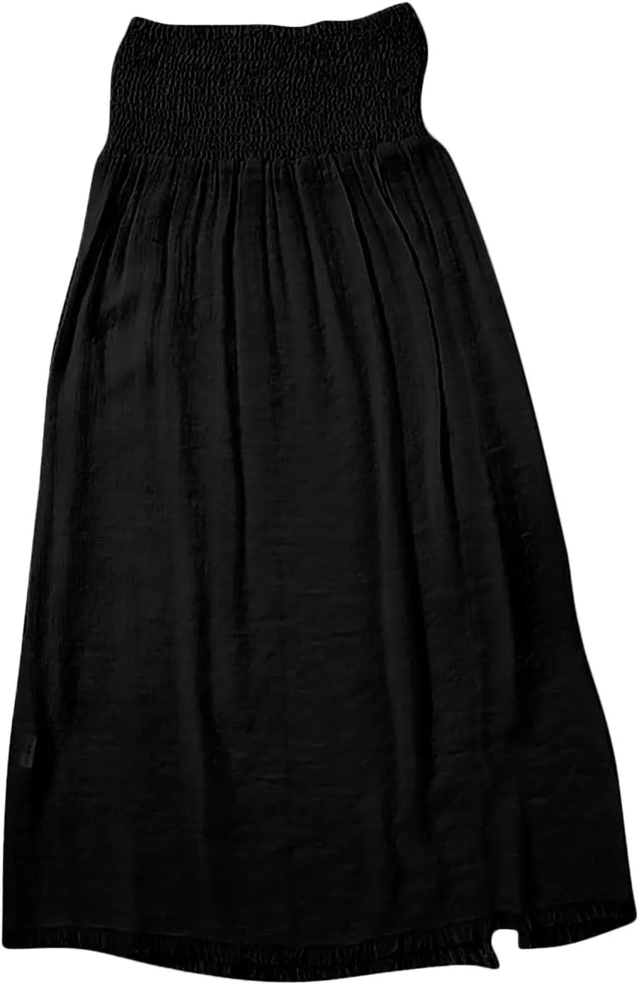 Oplxuo Womens Summer Maxi Skirt with High Slit Sexy See-Through Smocked Elastic Waist Beach Cover Up Long Skirts