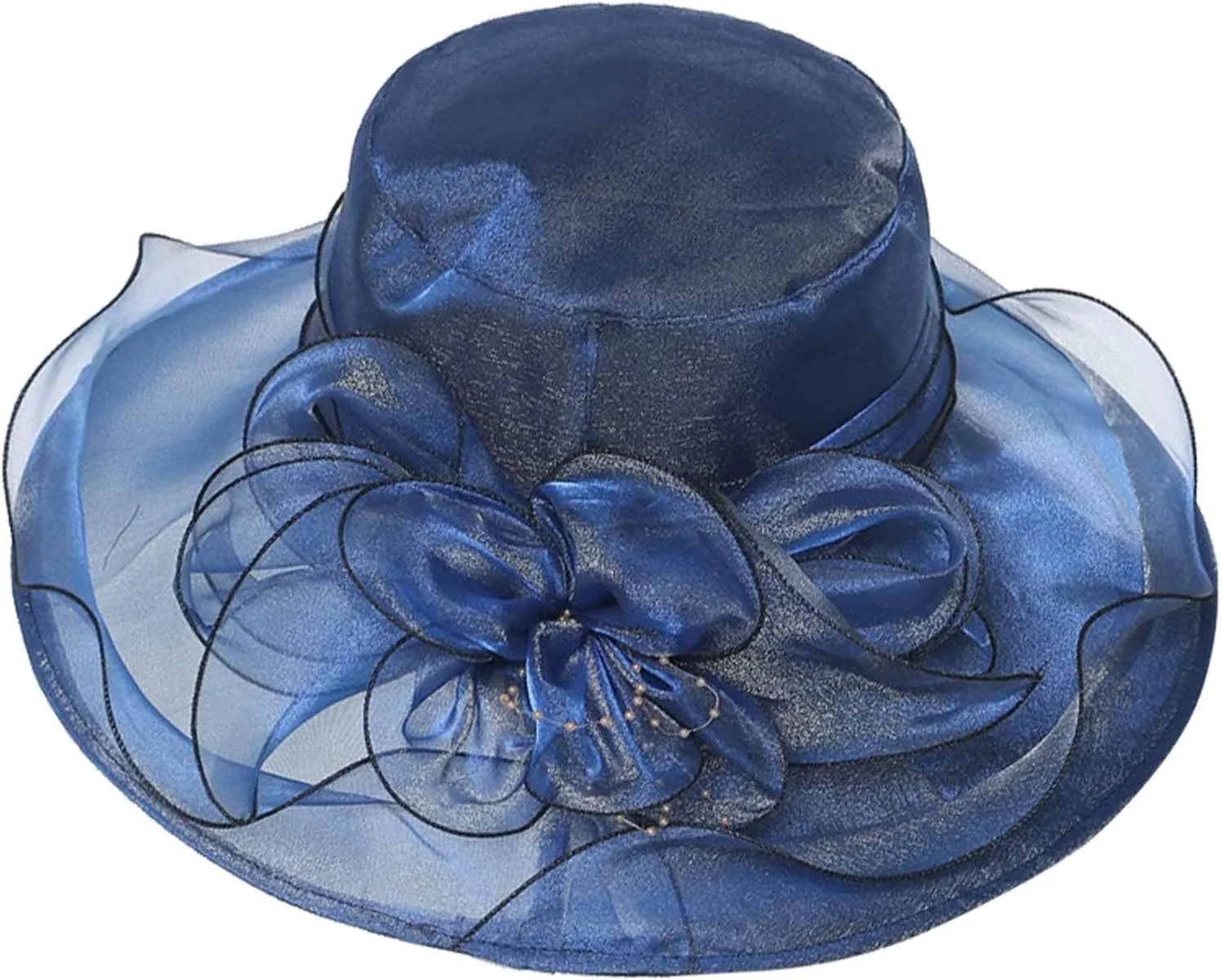 Organza Kentucky Church Fascinator Wedding Tea Cocktail Party Derby Hats for Women Flower Elegant Wide Brim Sun Hat