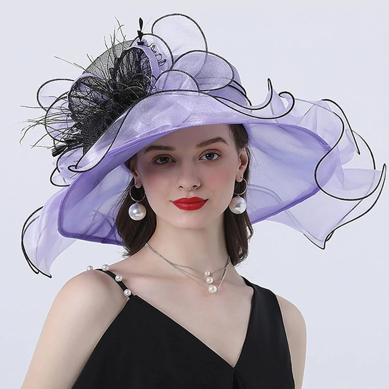 Organza Kentucky Fascinator Hats for Women 𝐃erby Cocktail Tea Party Sun Hat Wedding Flower Church Cap